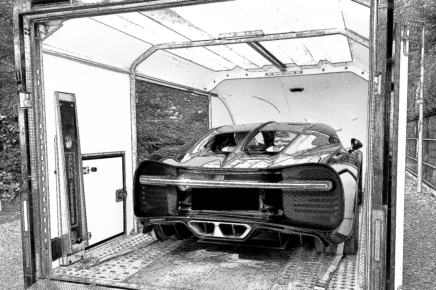 Bugatti Chiron beim exklusiven Fahrzeugtransport von Under Cover